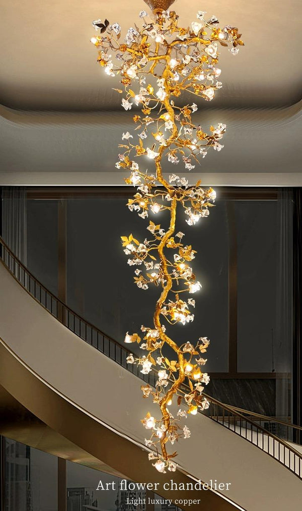 Art Flower Staircase Long Branch Chandelier - ebuylight