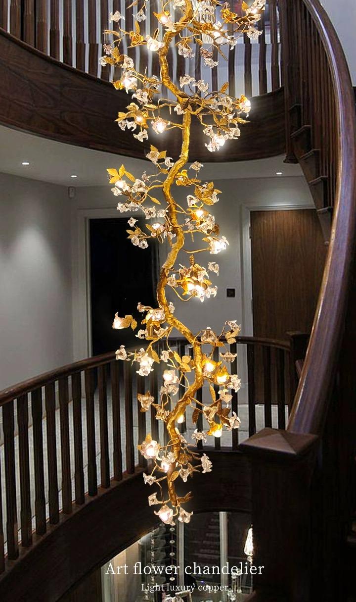 Art Flower Staircase Long Branch Chandelier - ebuylight