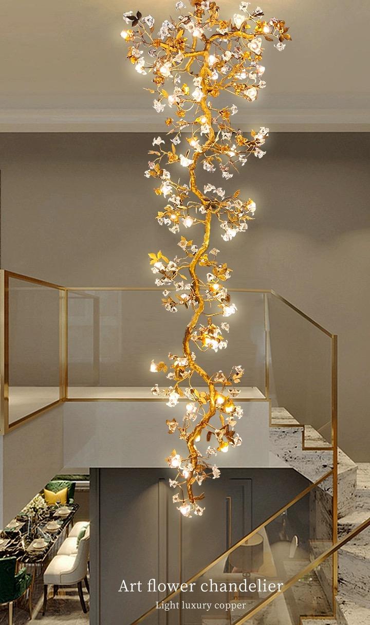 Art Flower Staircase Long Branch Chandelier - ebuylight