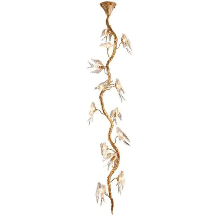 Lucky Bird Glass Tree Branch Chandelier For Staircase - ebuylight