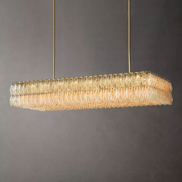 Chara Clear Glass Rectangular Chandelier 74" -  ebuylight