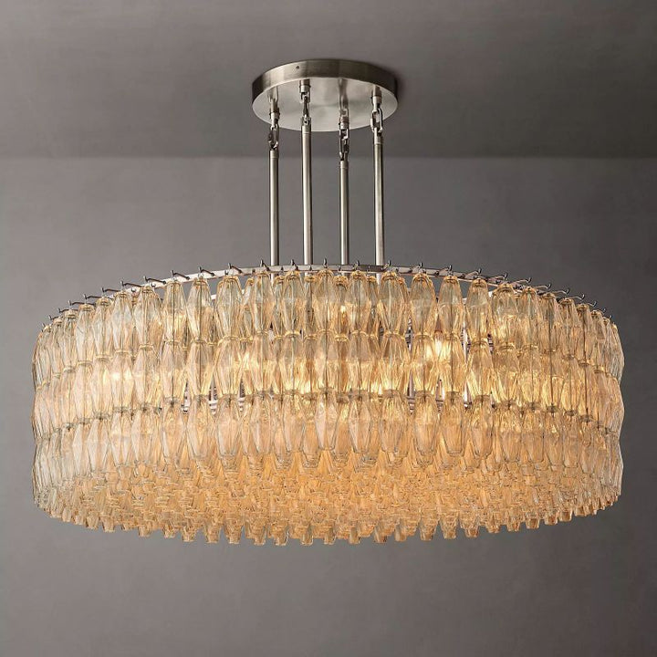 Chara Clear Glass Round Chandelier 62" - ebuylight