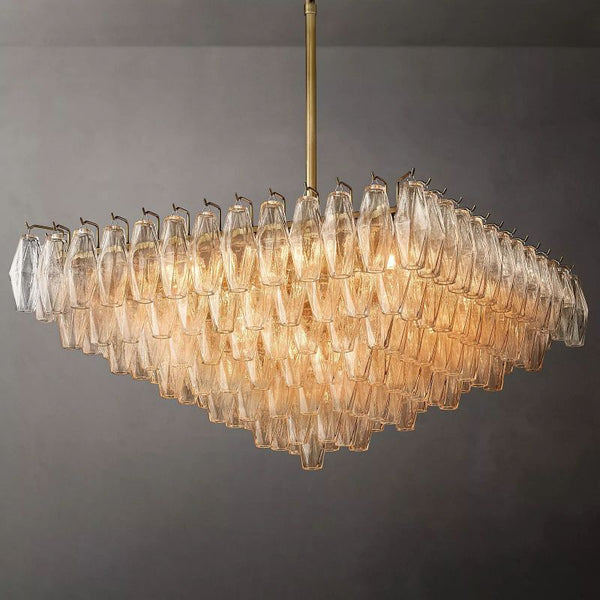 Chara Clear Glass Square Chandelier 32" - ebuylight