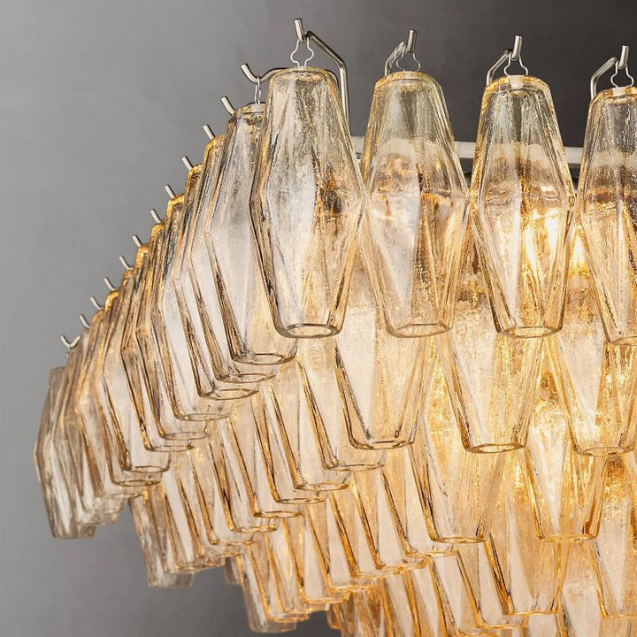 Chara Clear Glass Tiered Rectangular Chandelier 54" - ebuylight