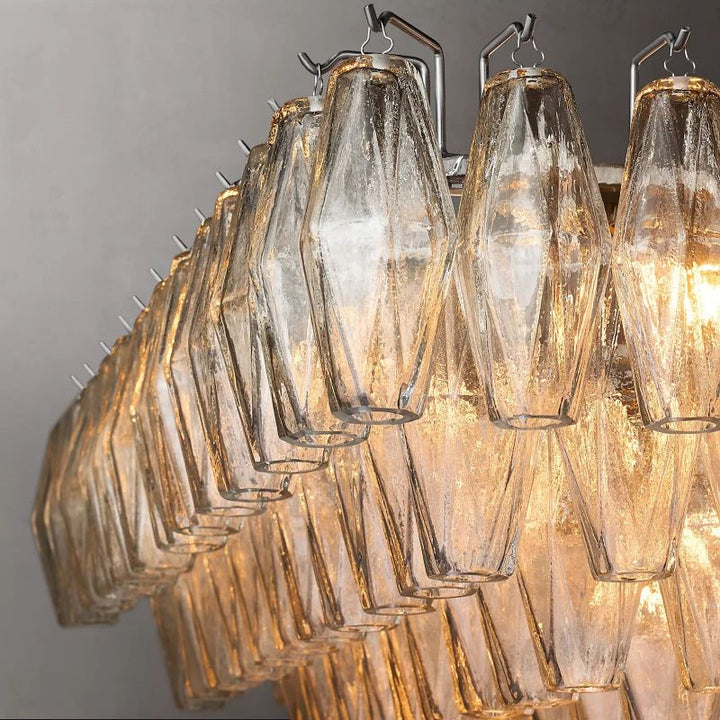 Chara Clear Glass Tiered Rectangular Chandelier 74" - ebuylight