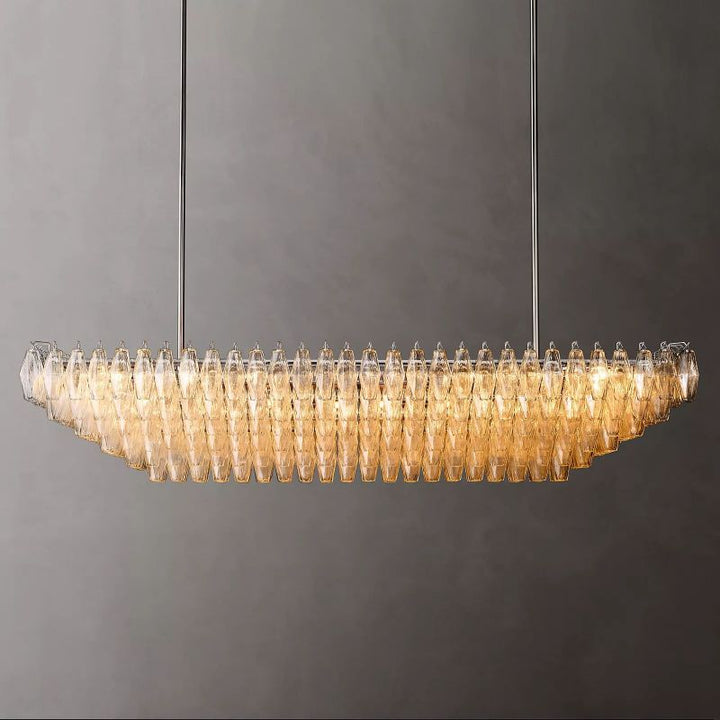 Chara Clear Glass Tiered Rectangular Chandelier 74" - ebuylight