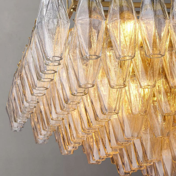 Chara Clear Glass Tiered Rectangular Chandelier 74" - ebuylight