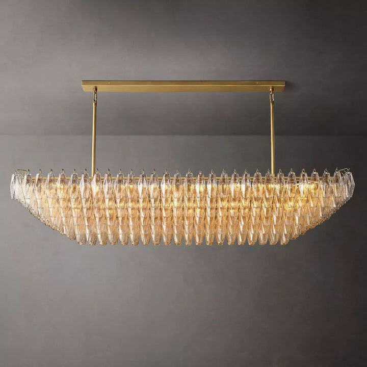 Chara Clear Glass Tiered Rectangular Chandelier 74" - ebuylight