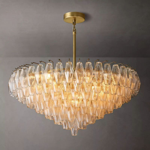 Chara Clear Glass Tiered Round Chandelier 37" - ebuylight