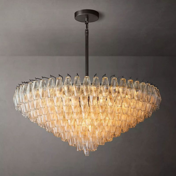 Chara Clear Glass Tiered Round Chandelier 47" - ebuylight