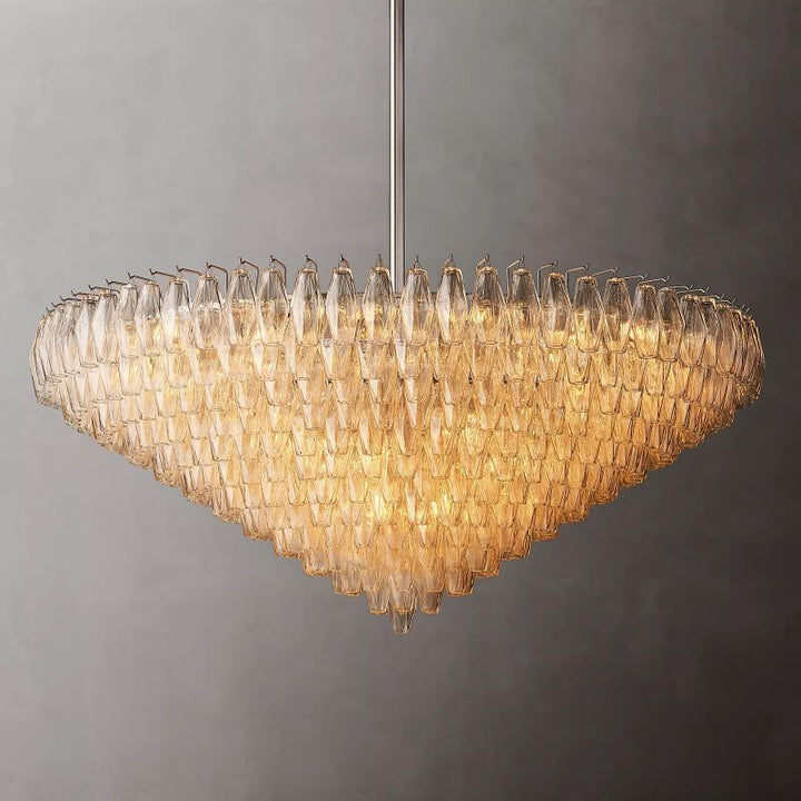 Chara Clear Glass Tiered Round Chandelier 62" - ebuylight