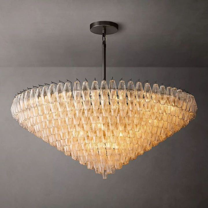 Chara Clear Glass Tiered Round Chandelier 62" - ebuylight