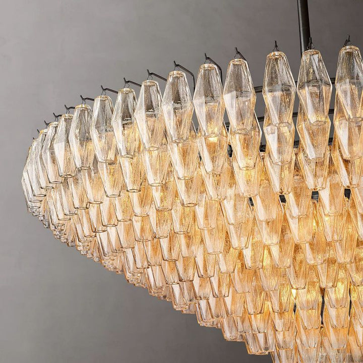 Chara Clear Glass Tiered Round Chandelier 62" - ebuylight