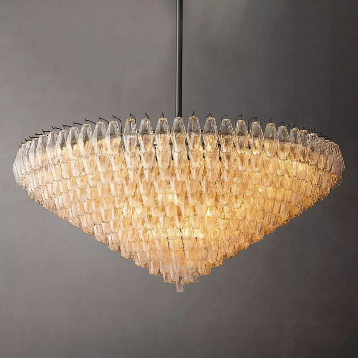 Chara Clear Glass Tiered Round Chandelier 62" - ebuylight