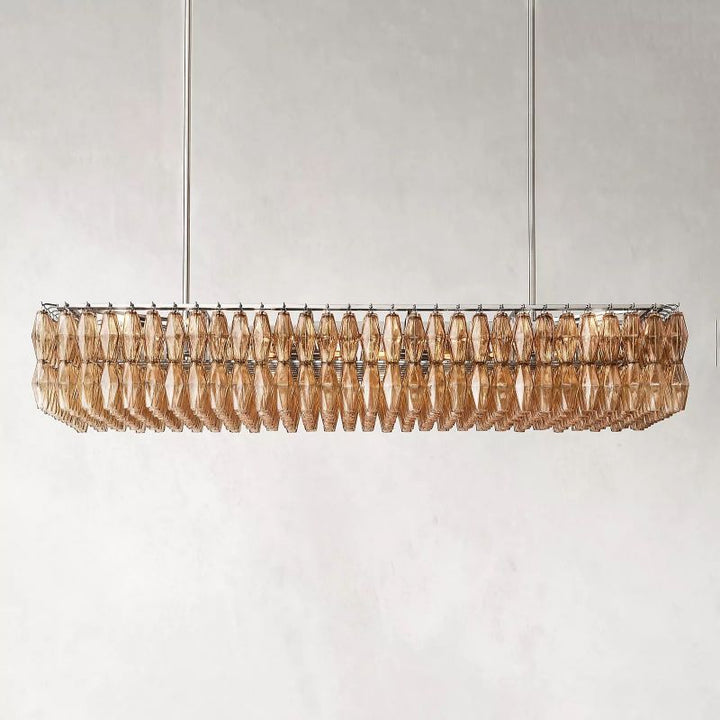 Chara Smoke Glass Rectangular Chandelier 74" - ebuylight