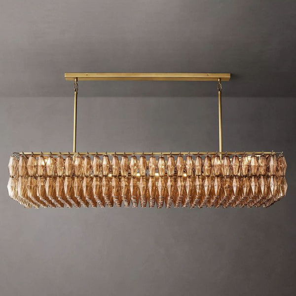 Chara Smoke Glass Rectangular Chandelier 74" - ebuylight