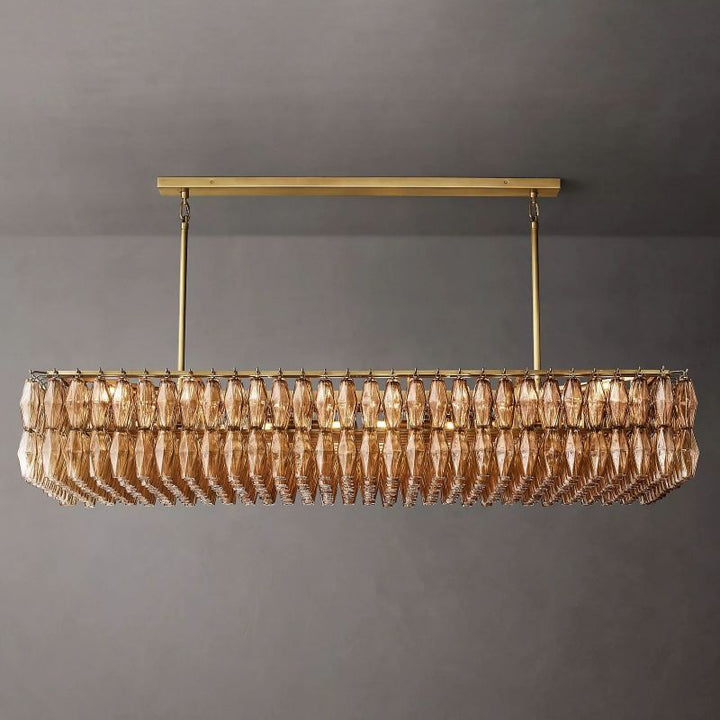 Chara Smoke Glass Rectangular Chandelier 74" - ebuylight