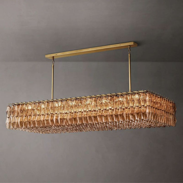 Chara Smoke Glass Rectangular Chandelier 74" - ebuylight