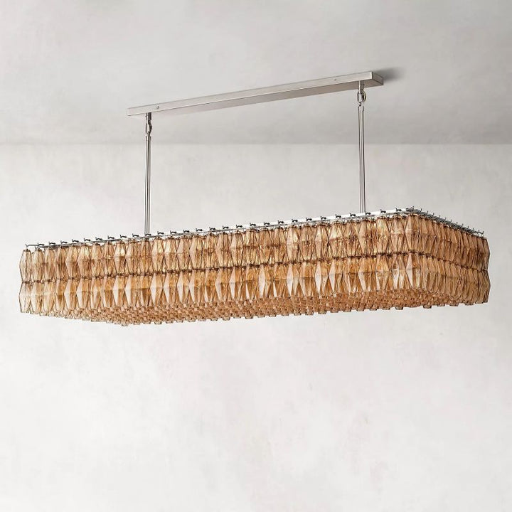 Chara Smoke Glass Rectangular Chandelier 74" - ebuylight