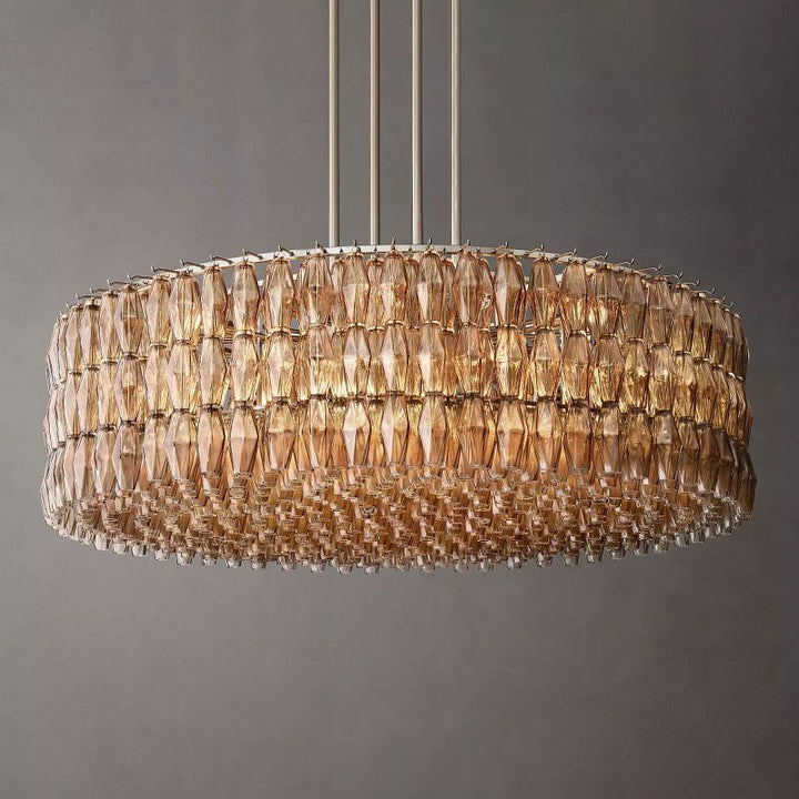 Chara Smoke Glass Round Chandelier 62" - ebuylight