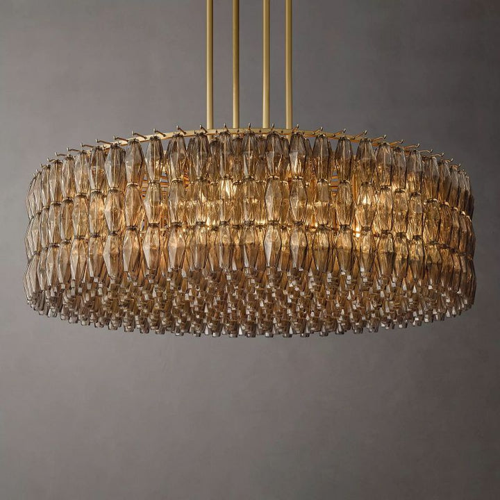 Chara Smoke Glass Round Chandelier 62" - ebuylight