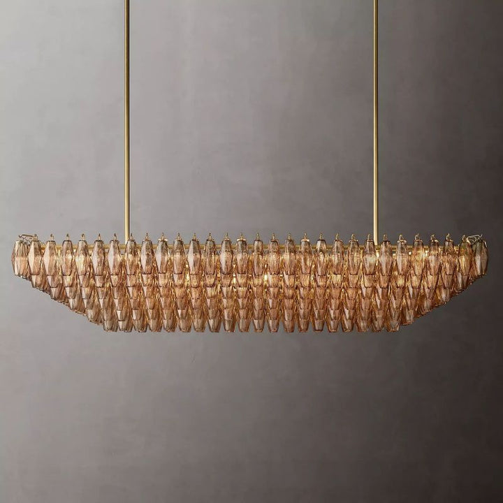 Chara Smoke Glass Tiered Rectangular Chandelier 74" - ebuylight