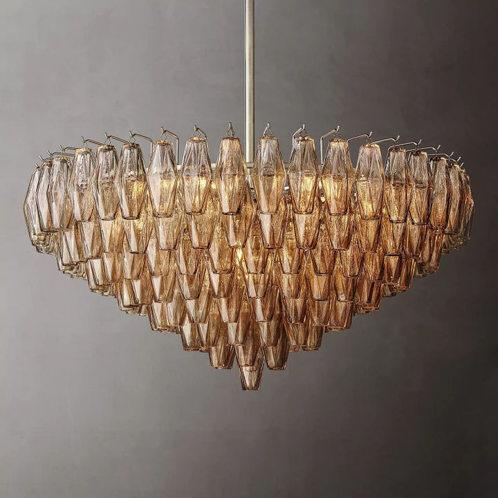 Chara Smoke Glass Tiered Round Chandelier 37" - ebuylight