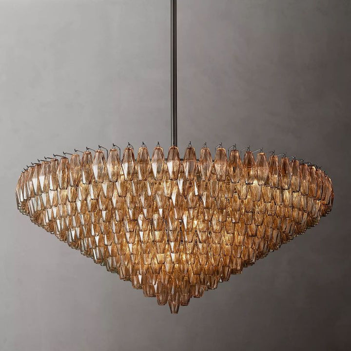 Chara Smoke Glass Tiered Round Chandelier 62" - ebuylight