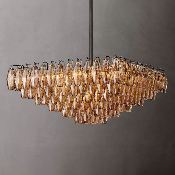 Chara Smoke Glass Square Chandelier 32" - ebuylight