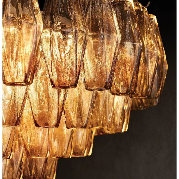 Chara Smoke Glass Square Chandelier 32" - ebuylight