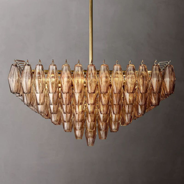 Chara Smoke Glass Square Chandelier 32" - ebuylight