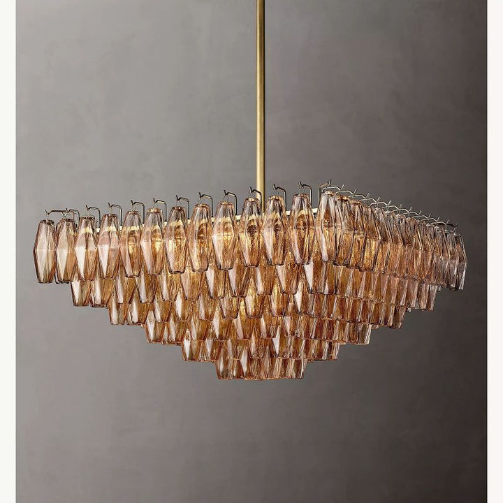 Chara Smoke Glass Square Chandelier 32" - ebuylight