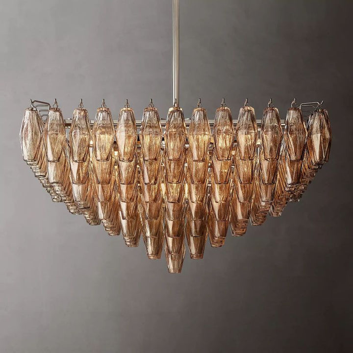 Chara Smoke Glass Square Chandelier 32" - ebuylight