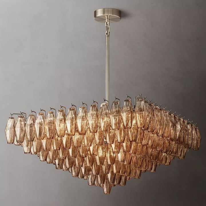 Chara Smoke Glass Square Chandelier 32" - ebuylight