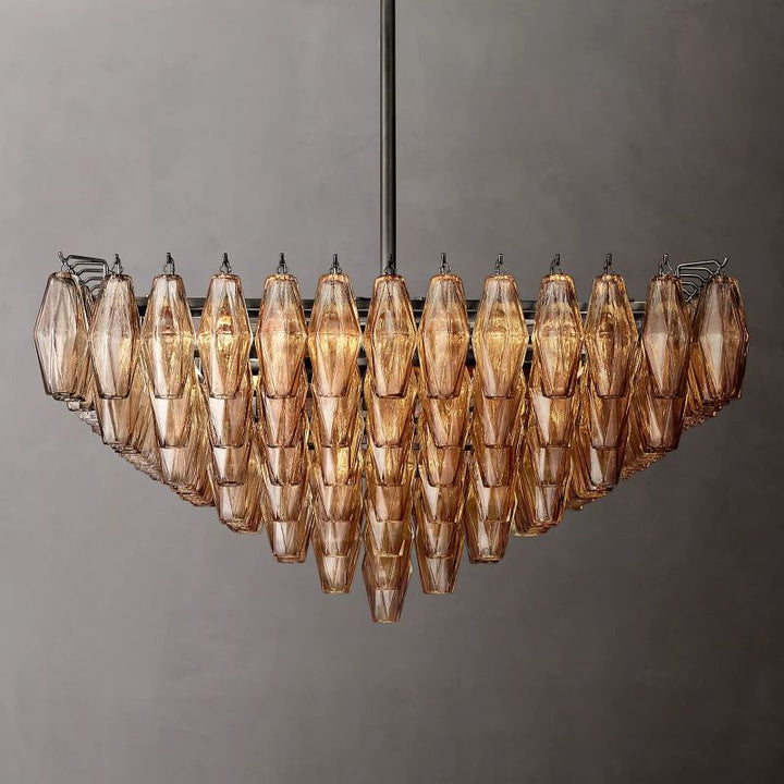 Chara Smoke Glass Square Chandelier 32" - ebuylight