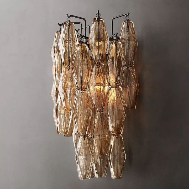 Chara Smoke Glass Short Wall Sconce - ebuylight