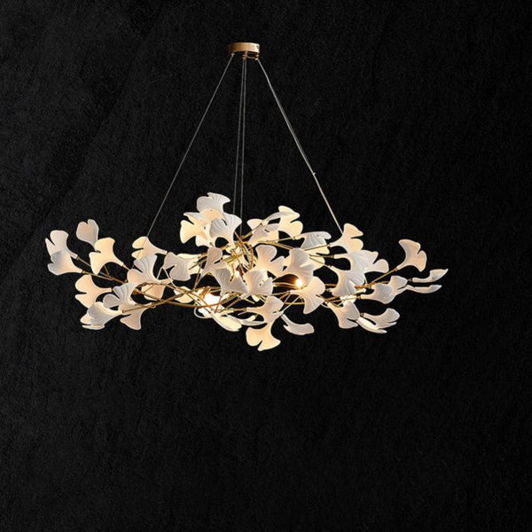 Ceramic Gingko Linear Branch Chandelier - ebuylight