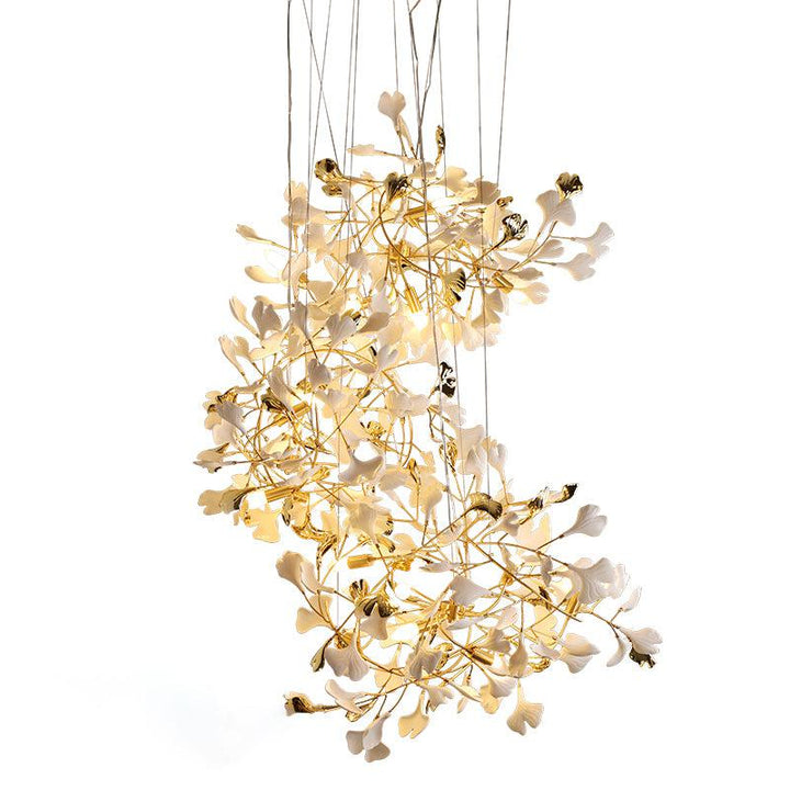 Ceramic Ginkgo Staircase  Long Branch Chandelier -  ebuylight