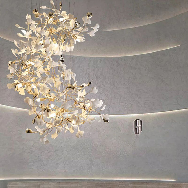 Ceramic Ginkgo Staircase  Long Branch Chandelier -  ebuylight