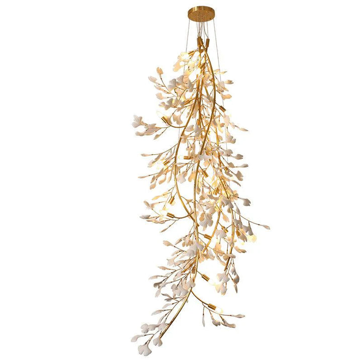 Ceramic Ginkgo Staircase  Long Branch Chandelier -  ebuylight