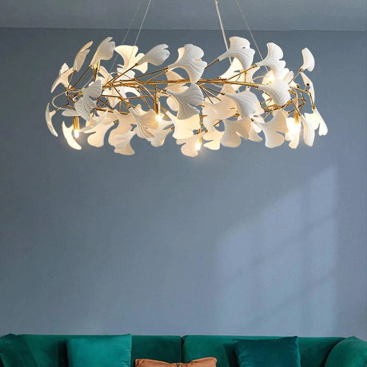 Ceramic Gingko Round Branch Chandelier -  ebuylight