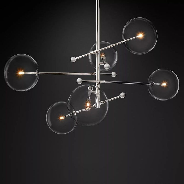 Glass Ball 6-stem Chandelier 55" - ebuylight