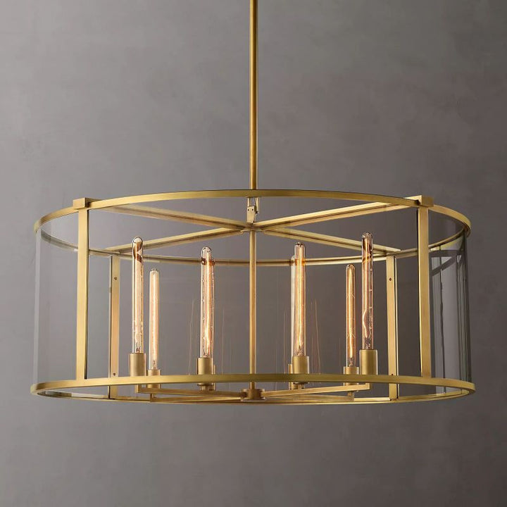 Beckman Glass Lantern Modern Round Chandelier 44" - ebuylight