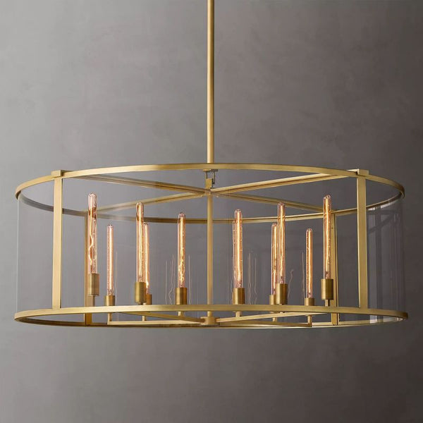 Beckman Glass Lantern Modern Round Chandelier 55" - ebuylight