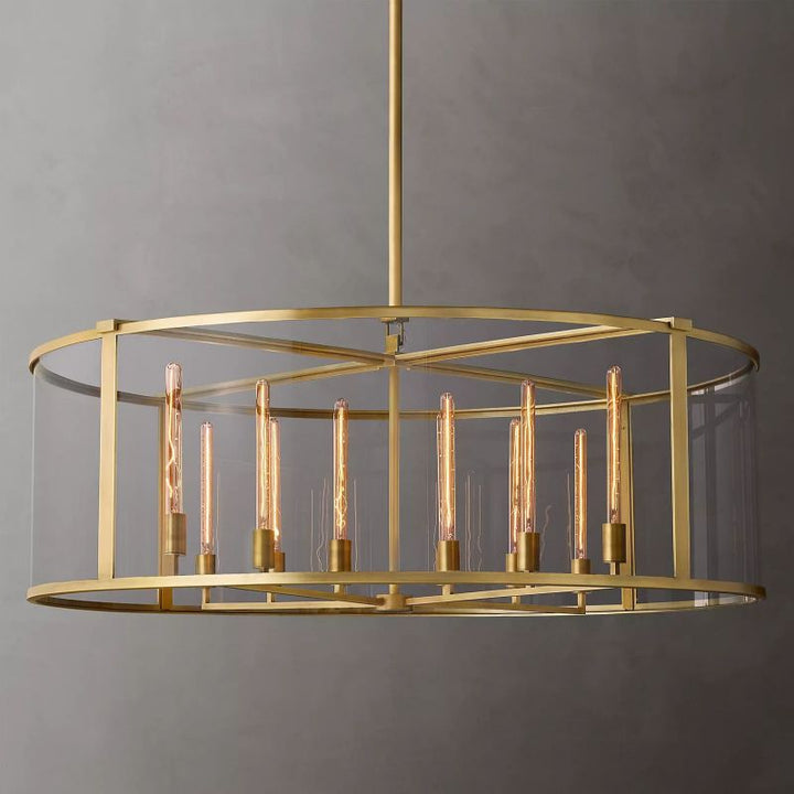 Beckman Glass Lantern Modern Round Chandelier 55" - ebuylight