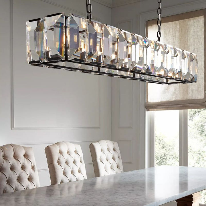 Harson Crystal Rectangular Chandelier 74" - ebuylight