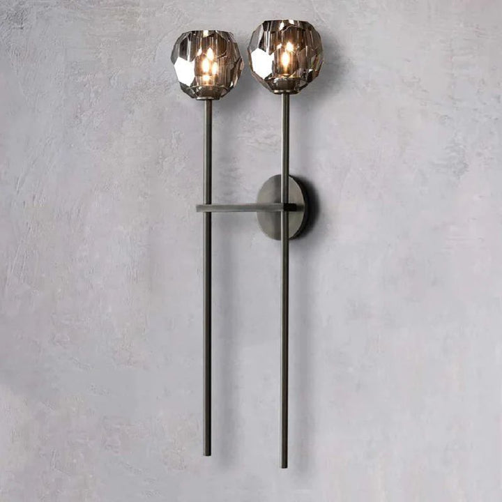 Kristal Smoke Glass Double Grand Wall Sconce - ebuylight