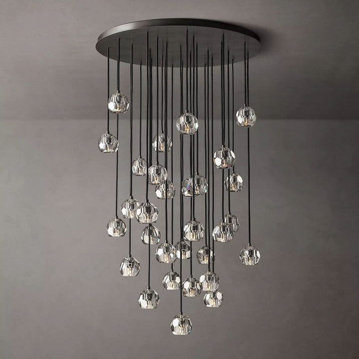 Kristal Clear Glass Round Cluster Chandelier 40" - ebuylight