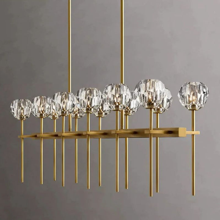 Kristal Glass Double Linear Chandelier 60" - ebuylight