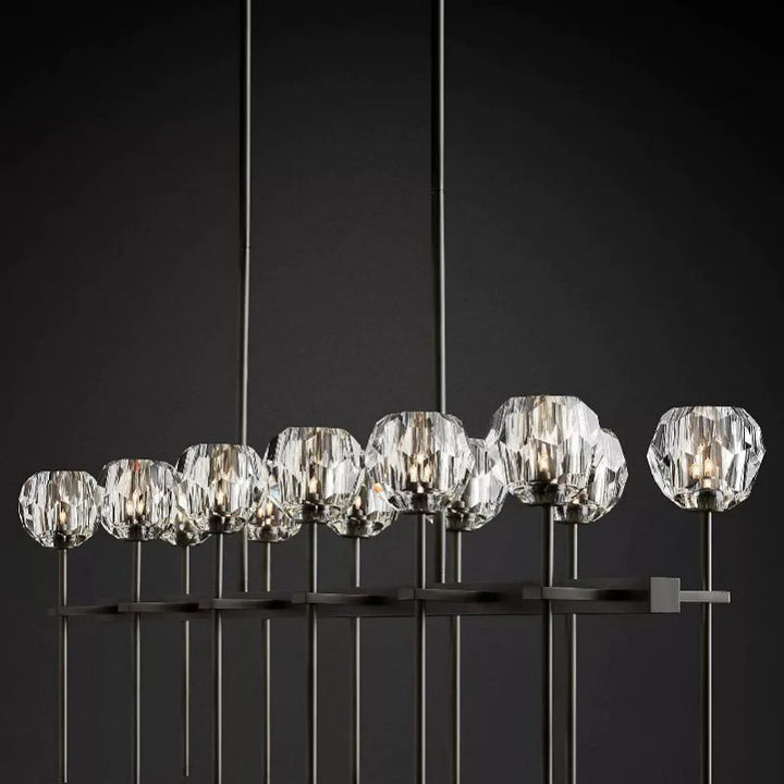 Kristal Glass Double Linear Chandelier 60" - ebuylight